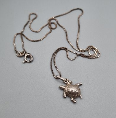 שרשרת תליון צב כסף 925. שרשרת 43 ממ צב 15&times;15 ממ משקל כולל 3 גר תחום עם חותמת Italy 925 גם 