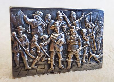 Silver matchbox "Night Watch" (833 samples). Holland, . קופסת גפרורים כסף "שעון לילה" (833 