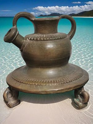 בסיס חוקה ברונזה, דקאן, המאה ה-17, נדיר ביותר 
גודל - כ- (14 ס"מ) x (13 ס"מ) - 1385 גרם