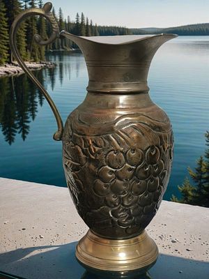 אגרטל כד מים או יין וינטג' מפליז עם תבליט 
גודל - כ- 
(26 ס"מ) x (16 ס"מ) x (12 ס"מ) - 580 