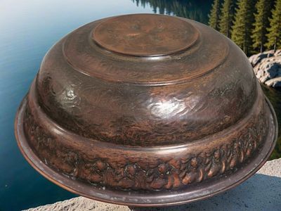 נטילת ידיים יהדות נחושת וינטג' 
קערת רחצת ידיים יהודית יודאיקה 30 ס"מ 
גודל - כ- (30 ס"מ) x 