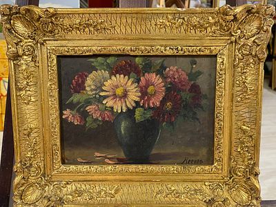 Walter Reeves - Букет цветов в зеленой вазе. дерево, масло. Walter Reeves ( 1882-1900 ) - 