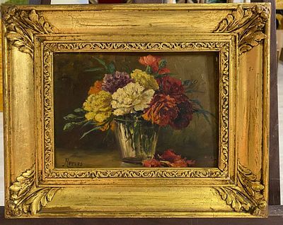 Walter Reeves - Букет в прозрачной вазе. дерево, масло. Walter Reeves ( 1882-1900 ) - Английский 