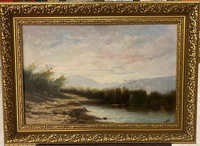 Фонвилл Г. (Horace-Antoine Fonville) - Пейзаж на берегу реки. холст, масло. Horace-Antoine Fonville 