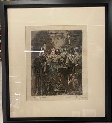 Петрова В.В. - Партсобрание. бумага, офорт. Петрова Валентина Владимировна (Шульц) 1922 г.р. — 