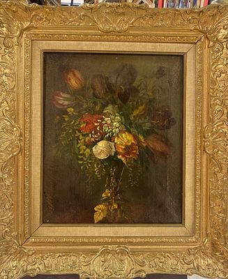 Неизвестный. Французская школа XIX в. - Цветы. холст, масло