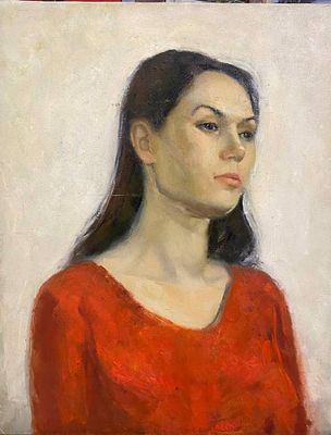 Соловьев М.П. - Портрет девушки в красном. холст, масло. Соловьёв Михаил Павлович (р. 1991 