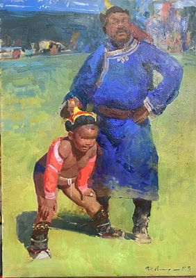 Мунх А. - Молодой борец. холст, масло. А. Мунх (р. 1991). Современный монгольско-российский 