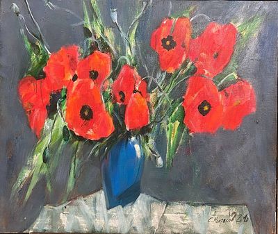 Некрасов С. - Маки. 2018. холст, масло. Некрасов Сергей (р. 1983, Златоусте, Челябинской области). 