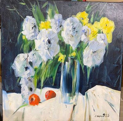 Некрасов С. - Цветы и яблоки. 2018. холст, масло. Некрасов Сергей (р. 1983, Златоусте, Челябинской 