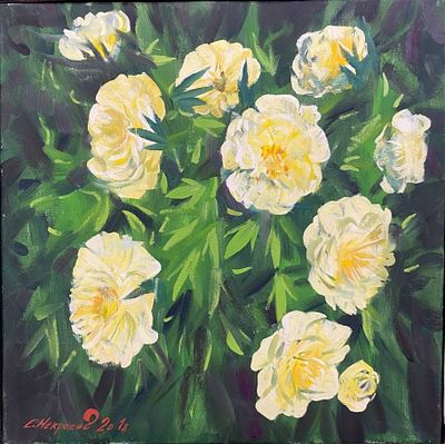 Некрасов С. - Цветы. Куст. 2018, холст, масло. Некрасов Сергей (р. 1983, Златоусте, Челябинской 