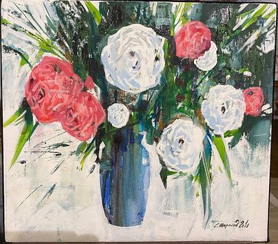 Некрасов С. - Розы. 2018, холст, масло. Некрасов Сергей (р. 1983, Златоусте, Челябинской области). 