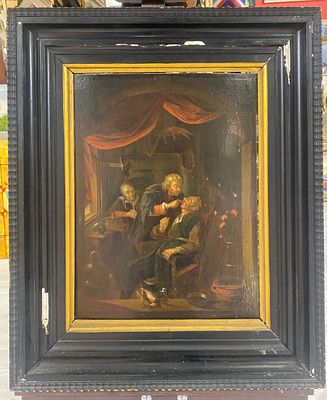 Неизвестный. Голландская школа XVII в. - Лечение зубов. дерево, масло