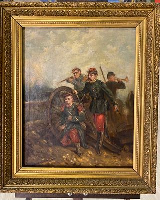 Неизвестный. Французская школа XIX в. - Солдаты у пушки (франко-прусская война). холст, масло