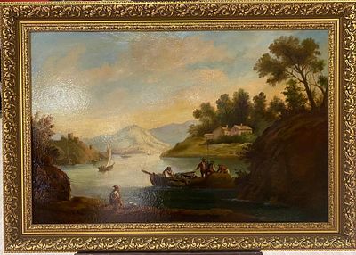 Неизвестный. Французская школа XIX в. - Пейзаж с рекой. картон, масло