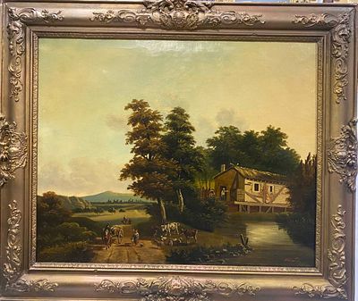 Неизвестный. Французская школа XIX в. - Дорога в деревне. холст, масло