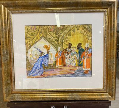 Ларина В.Б. - Золотой петушок. Эскиз для Тонкозавидовской фабрики. 1970-е гг. Бумага на картоне 