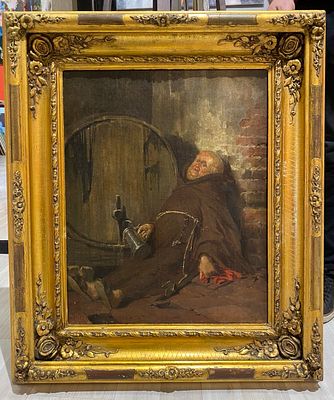 Австрийская школа XIX в. - Монах у бочки. холст, масло