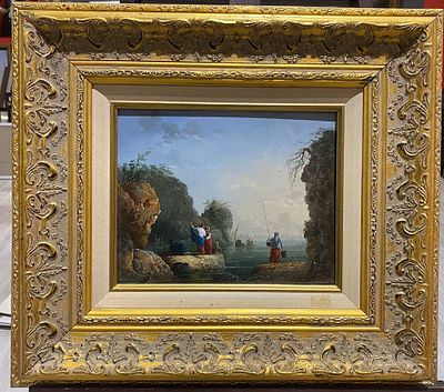 Европейская школа XX в. - Неаполитанские рыбаки. дерево, масло