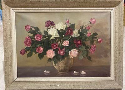 Евреинов Н.Н. - Цветы в вазе, холст, масло . Подпись справа 
Евреинов Николай Николаевич (1886 