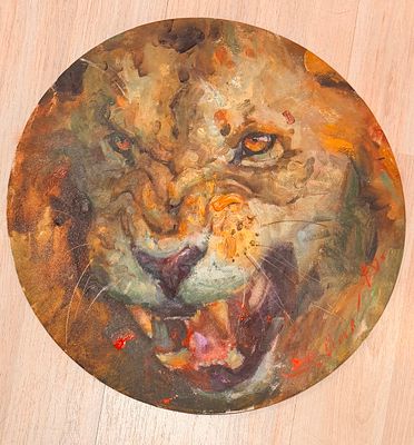 Мунх Б. - Лев. холст, масло. Мунх Биндерьяа (р. 1991). Современный монгольско-российский художник. 