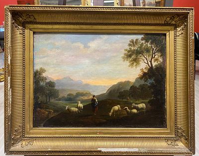 Французская школа XIX в. - Пейзаж с овцами. холст, масло