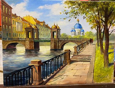 Фролов С.Е. - Мост Ломоносова. холст, масло. Фролов Сергей Евгеньевич. Современный художник. 