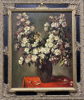 Плеханов Ю.В. (?) - Жасмин. 1998, холст, масло. Плеханов Юрий Васильевич (р. 1931, Иваново). Член 