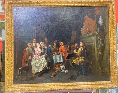Бальтазар ван ден Босх (Balthasar van den BOSSCHE) - Веселая кампания. [экспертиза], холст, масло. М 