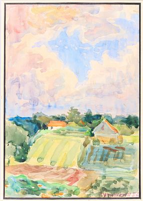 Лучишкин Сергей Алексеевич (1902-1989). Деревня Раково. 1957. Бумага, акварель. 33 х 23 см. 