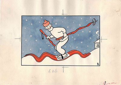 Вайсборд Самуил Маркович (1918-1992). Лыжник. Иллюстрация для журнала "Крокодил". 1959. Бумага 