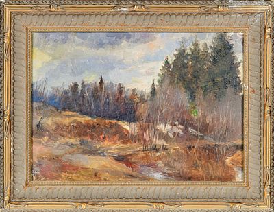 Антропов Иван Григорьевич (1888-1963). Река Воря. Деревня Репихово. 1950-е - 1960-е. Картон 