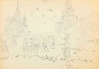 Тарасенко Валерий Васильевич (1911-1979). На красной площади. 1961. Бумага, карандаш. 41,5 х 58 