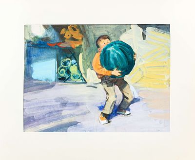 Незнайкин Иван Петрович (1916-1998). Мальчик с арбузом. 1960-е. Бумага, акварель. 20 х 27 см (в 