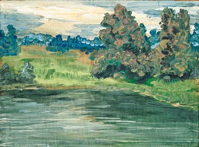 Шматко Иван Иванович (1929-2001). Ветренный день. 1960-е - 1970-е. Фанера, темпера. 42 х 57 см. 