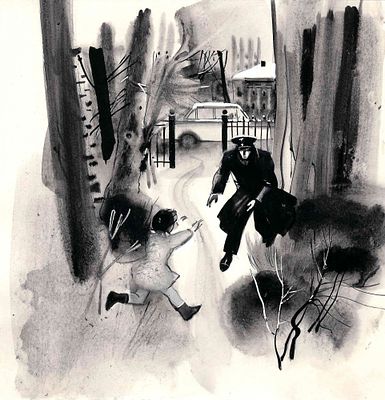 Гуревич Борис Абрамович (р.1929). Эскиз иллюстрации к повести С. Иванова "Ольга Яковлева". 1976. 