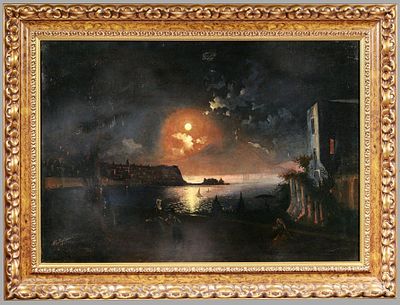 Рыбинский П. (XIX в). Неаполь в лунную ночь. 1844. Холст, масло. 70,3 х 100,3 см. Холст 