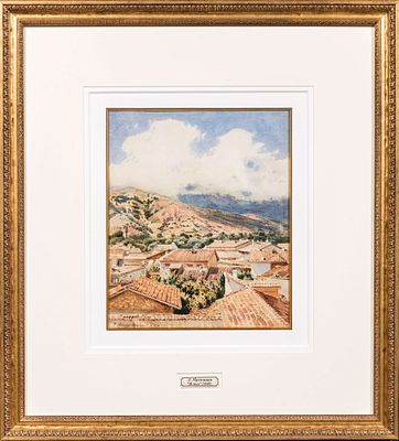 [Академик ИАХ] Премацци Луиджи (Людвиг Осипович) (1814-1891). Вид Ялты. 1860. Бумага на картоне 