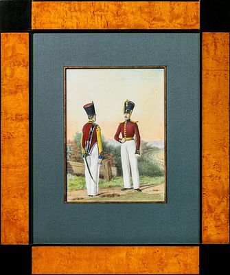 Неизвестный художник. Россия. Барабанщик и обер-офицер внутренних гарнизонных батальонов 