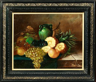 Rigolo. Натюрморт с ананасом. Вторая половина XIX века. Холст, масло. 51,5 х 63,5 см. Справа 