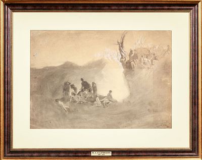 Кудрявцев Михаил Андреевич (1847-1872). Библейская сцена. 1860-е. Бумага, карандаш, уголь 