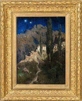 Оболенский Николай Николаевич (1833–1898). Крымский пейзаж в лунную ночь. Последняя треть XIX века.