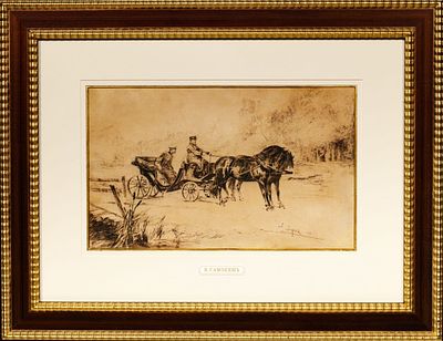 Самокиш Николай Семенович (1860-1944). Генерал в коляске. 1884. Бумага, тушь. 34 х 21 см. 