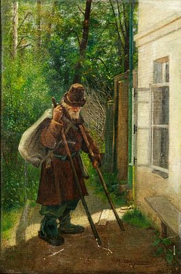 Истрин Пётр Иванович (1863–после 1918). (?). Странник. Конец XIX века. Холст, масло. 51 х 34 