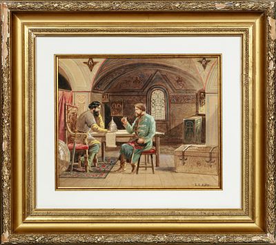 Львов И.М (XIX-XX вв). Военный совет Минина и Пожарского. Конец XIX века. Бумага, акварель. 25 