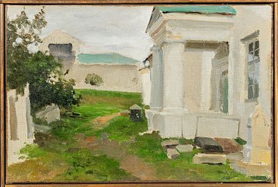 Степанов Алексей Степанович (1858-1923). У храма. Конец 1890-х - начало 1900-х. Холст, масло. 