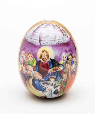 [ИФЗ] Яйцо пасхальное "Тайная Вечеря". Россия, Императорский фарфоровый завод, конец XIX века. Ф 