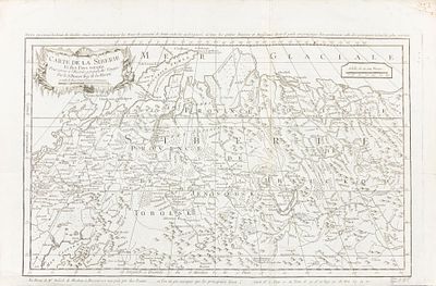 Жак-Никола Билён (Jacques-Nicolas Bellin) (1703-1772). Карта Сибири и соседних стран. Вторая 