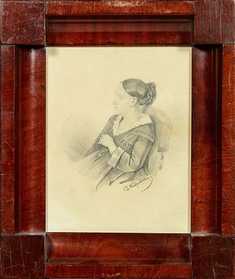 Неизвестный художник. Россия. Женский портрет. Вторая четверть-середина XIX века. Бумага 