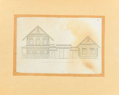 Штакеншнейдер Андрей Иванович (1802-1865). Типовой проект русской избы. 1840-е. Бумага 